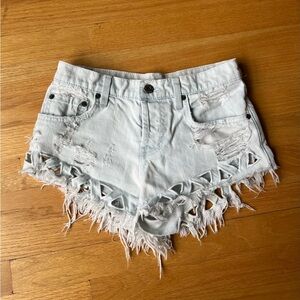 Carmar Distressed Denim Shorts with Cutouts